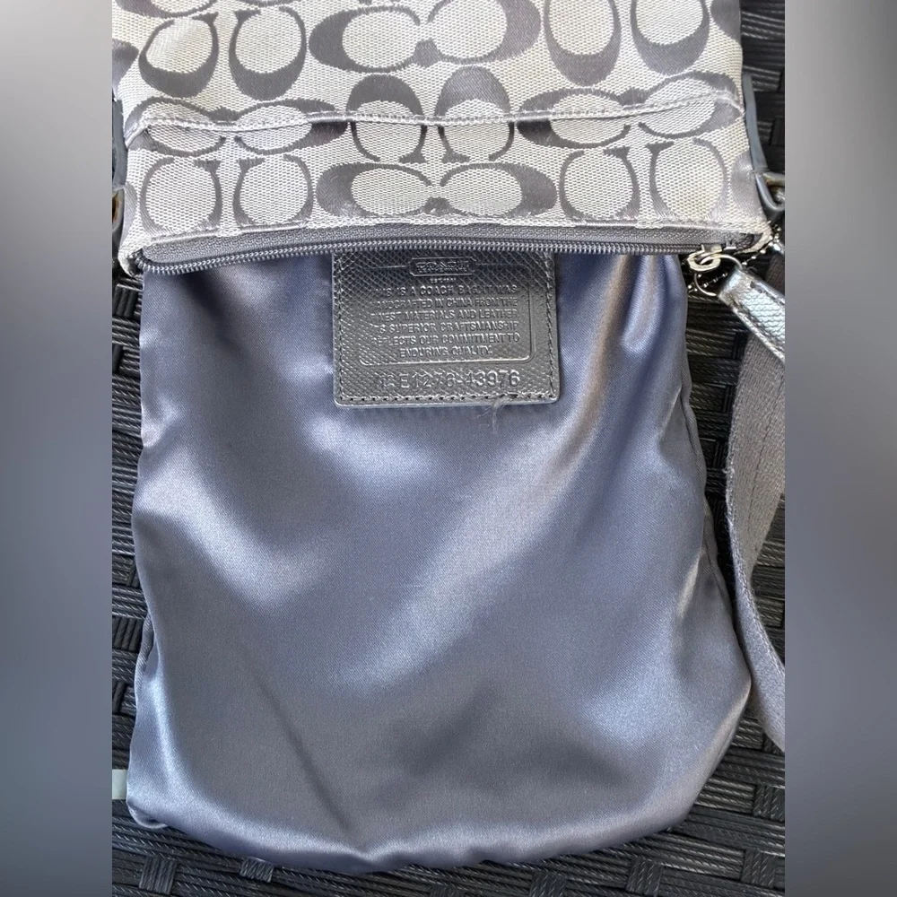 Coach Silver and Gray Signature Crossbody Bag